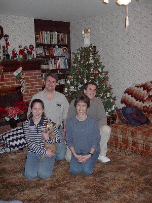 The Freed family and Christmas tree